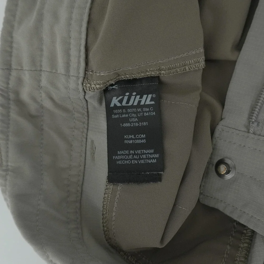 KUHL Hiking Shorts Mens 32 Khaki Green Ripstop Technical Outdoor Cargo